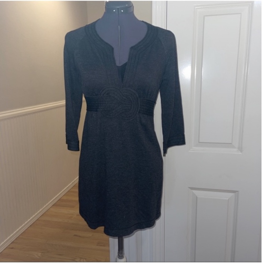 NEW Maxx Studio Specialty Products Ruffles & Stripes Gray Dress Size Small NWT